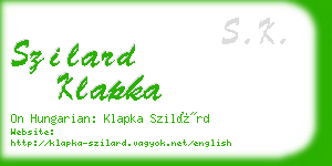 szilard klapka business card